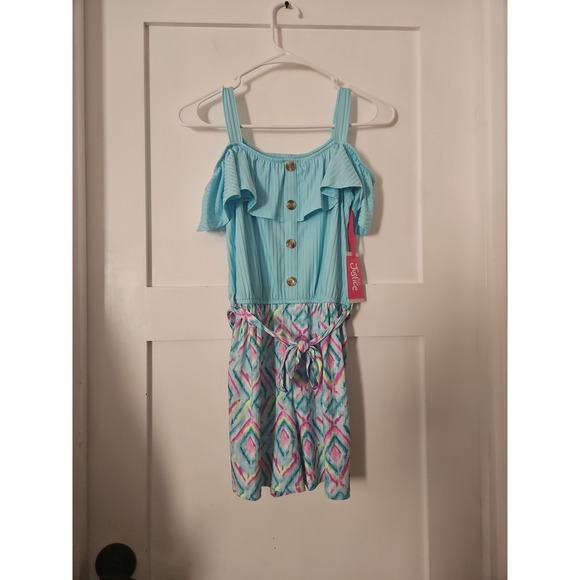 NWT Justice Girls Cold Shoulder Ruffle Rompers - Boho Tribal Print & Classic B/W - Picture 9 of 12